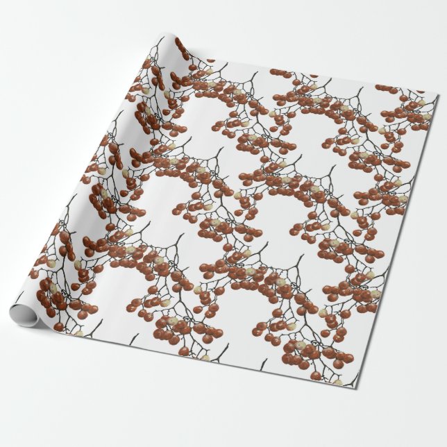 White Red Peppercorns gift wrapping paper (Unrolled)