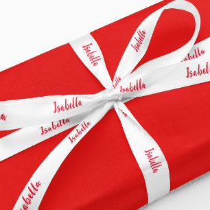 White & Red   Personalised Gift Satin Ribbon