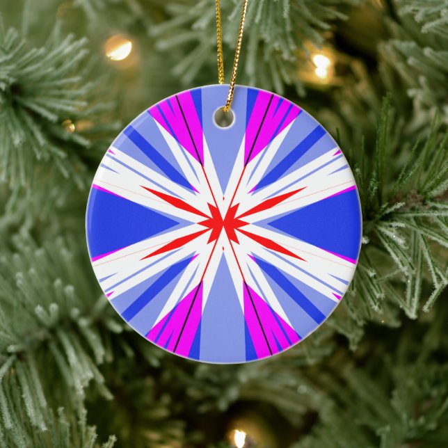 White Red Pink Blue Christmas Starburst Star Ceramic Tree Decoration (Tree)