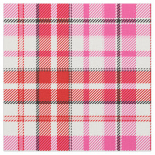White Red Pink Plaid Tartan Design  Fabric