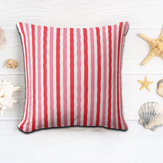 White Red Pink Summer Stripes Cushion (Creator Uploaded)