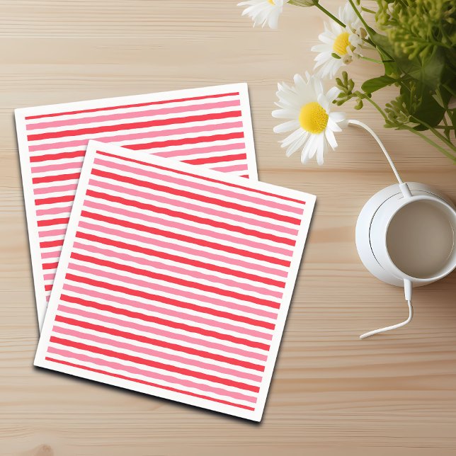 White Red Pink Summer Stripes Napkin (Creator Uploaded)
