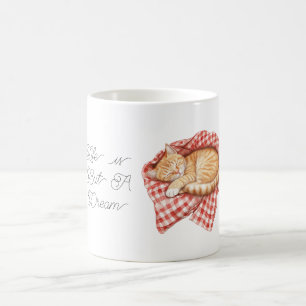 White Red Plaid Stripes Blanket Orange Cat Coffee Mug