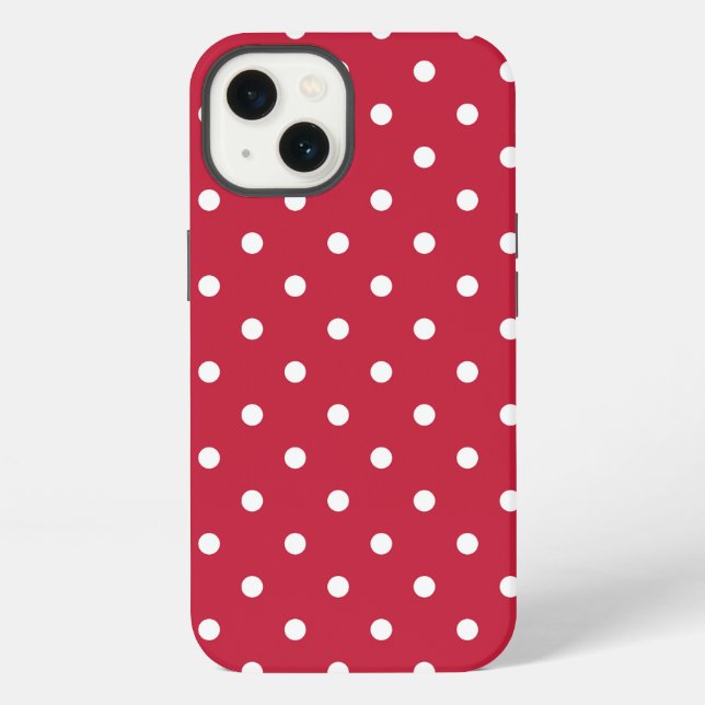 White Red Polka Dot Pattern Retro 70s 80s Classic  iPhone Case (Back)