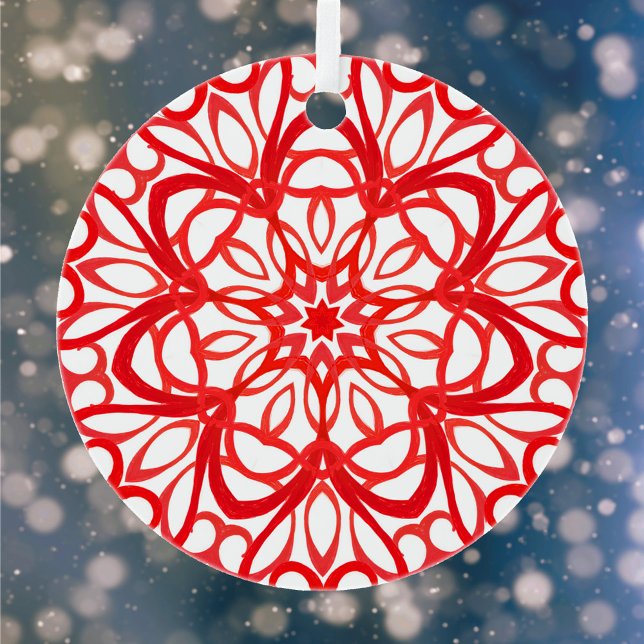 White & Red Pretty Decorative Mandala Cute Xmas Metal Tree Decoration (Creator Uploaded)