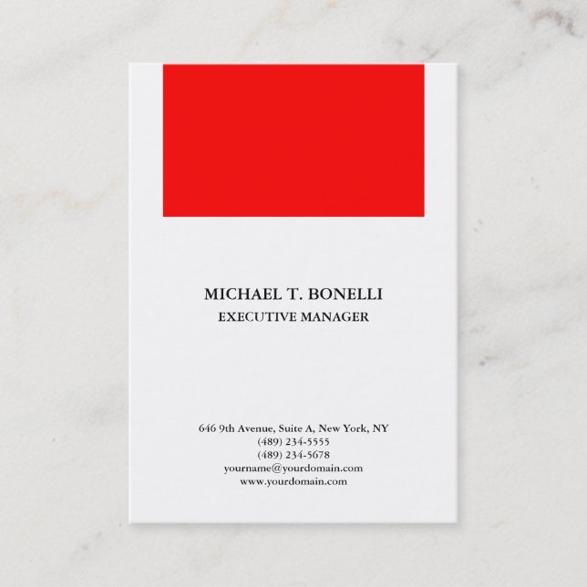 White red  professional minimalist plain elegant business card (Front)