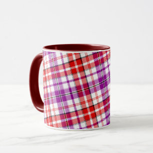White Red Purple Plaid Tartan Design  Mug