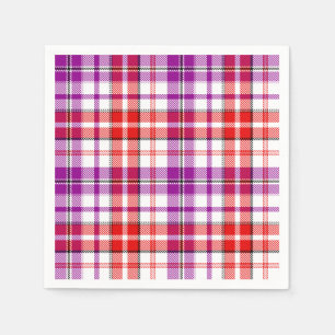 White Red Purple Plaid Tartan Design Napkin