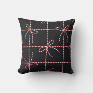White Red Rope Bow, Twine Color Ribbon and Tied Kn Cushion