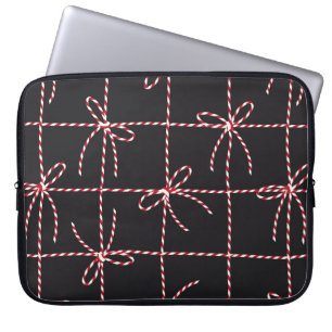 White Red Rope Bow, Twine Colour Ribbon and Tied K Laptop Sleeve