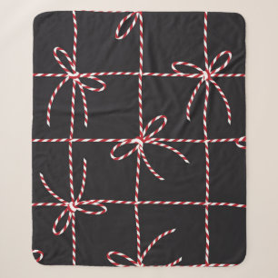 White Red Rope Bow, Twine Colour Ribbon and Tied K Sherpa Blanket