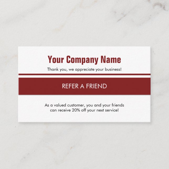 White Red Simple Border Referral Card (Front)