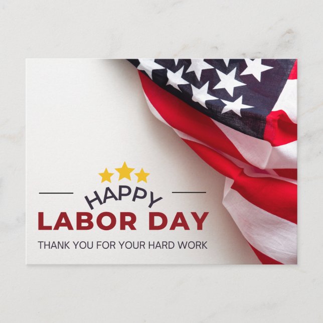 White red simple labour day  postcard (Front)