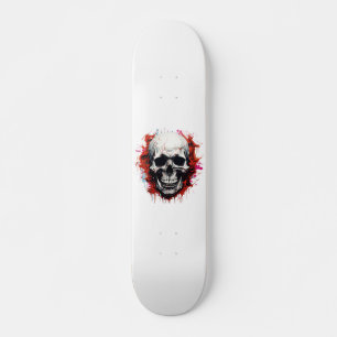 White Red Skeleton Cool Horror Skull Skateboard