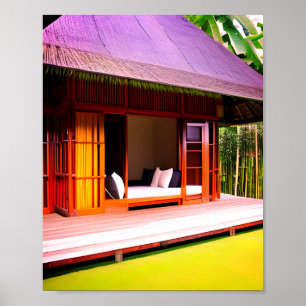 White red snow fairy house purple bamboo ai art poster