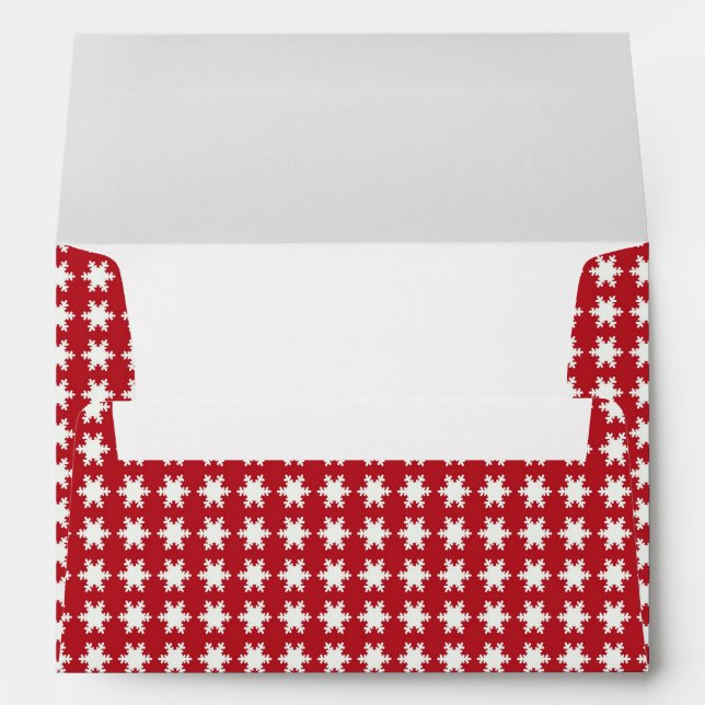 White Red Snowflake Christmas Holiday Envelope (Back (Bottom))