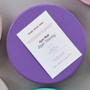White Red Solid Colour Plain, Aqiqah Baby Shower Invitation