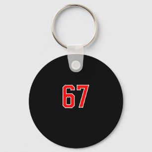 White Red Sports Team Number #67 Swea Key Ring