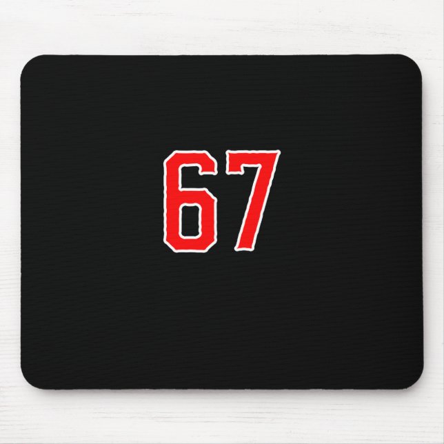 White Red Sports Team Number #67 Swea  Mouse Mat (Front)