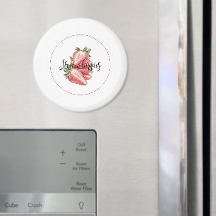 White Red Strawberries Fruit Magnet