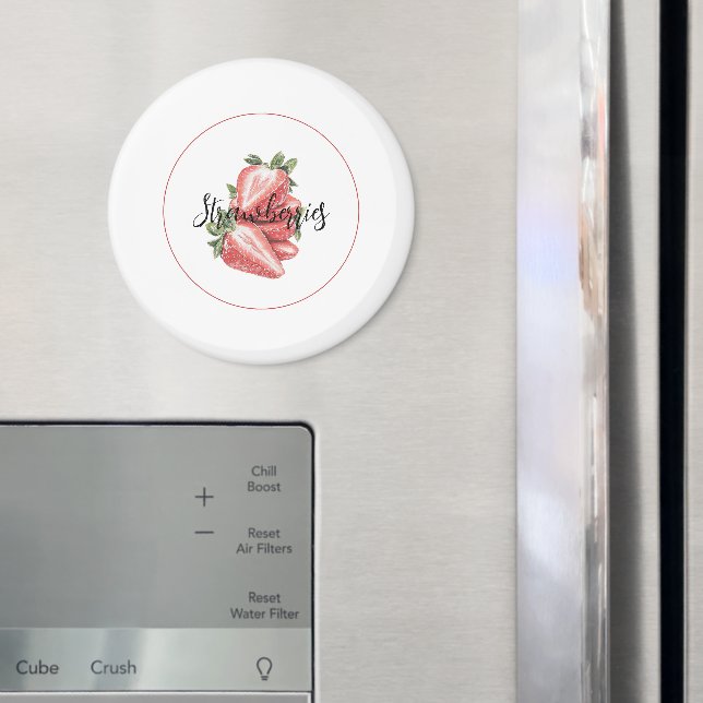White Red Strawberries Fruit   Magnet (In Situ (Fridge))