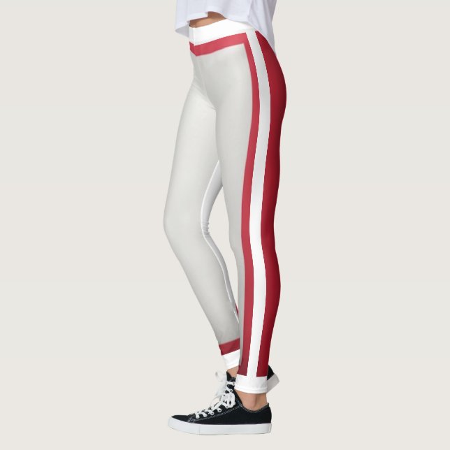 White + Red Stripe  Leggings (Left)