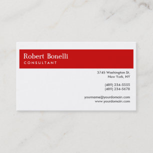 White Red Stripe Modern Consultant Business Card