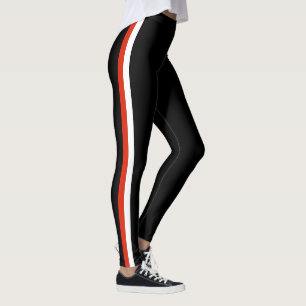 White Red Striped - Leggings