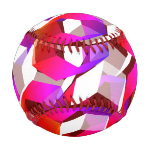 White, red to pink hexagons on dark red background baseball