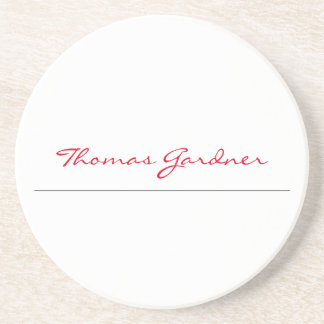 White Red Trendy Handwriting Plain Creative Modern Coaster