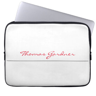 White Red Trendy Handwriting Plain Creative Modern Laptop Sleeve