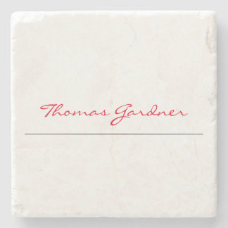 White Red Trendy Handwriting Plain Creative Modern Stone Coaster