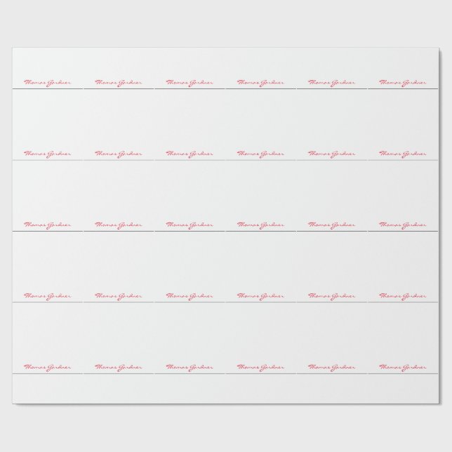 White Red Trendy Handwriting Plain Creative Modern Wrapping Paper (Flat)
