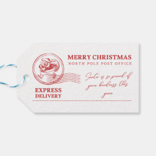 White Red Vintage Santa Claus Merry Christmas Gift Tags