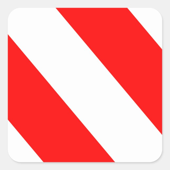 White Red Warning Stripes Square Sticker (Front)
