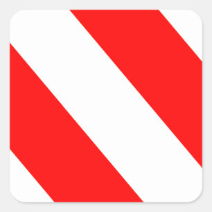 White Red Warning Stripes Square Sticker