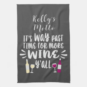 White Red Wine Humourous Text Design Tea Towel