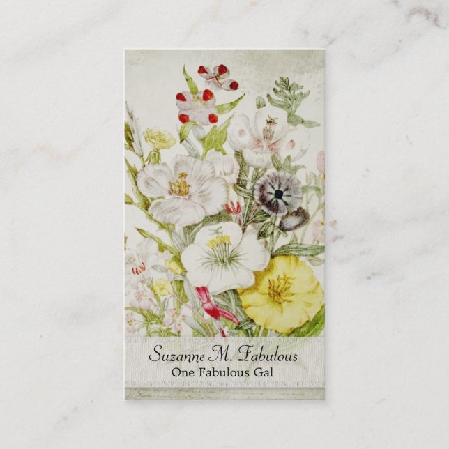 White Red Yellow Flower Bouquet Business Card (Front)