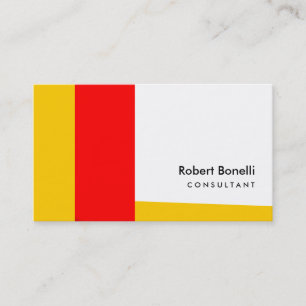 White Red Yellow Plain Consultant Business Card