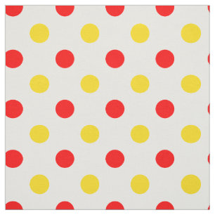 White Red Yellow Polka Dots Design Fabric