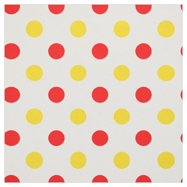 White Red Yellow Polka Dots Design  Fabric (Swatch)