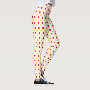 White Red Yellow Polka Dots Design Leggings