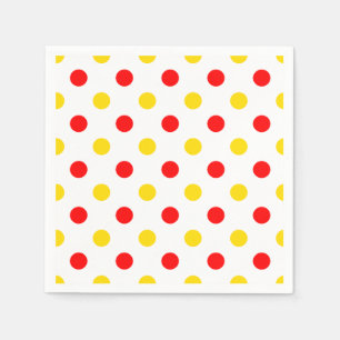 White Red Yellow Polka Dots Design Napkin
