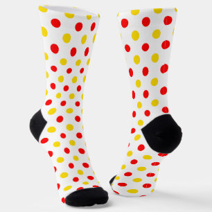 White Red Yellow Polka Dots Design Socks