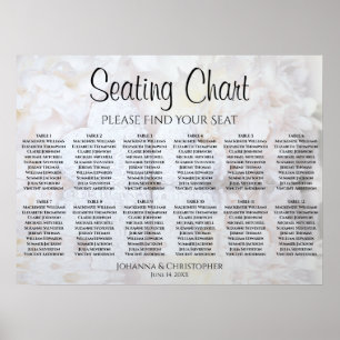 White Reflections 12 Table Wedding Seating Chart