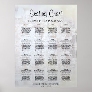 White Reflections 16 Table Wedding Seating Chart
