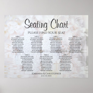 White Reflections 7 Table Wedding Seating Chart