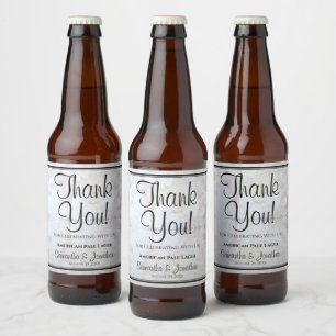 White Reflections Thank You Wedding Beer Bottle Label