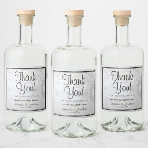 White Reflections Thank You Wedding Liquor Bottle Label