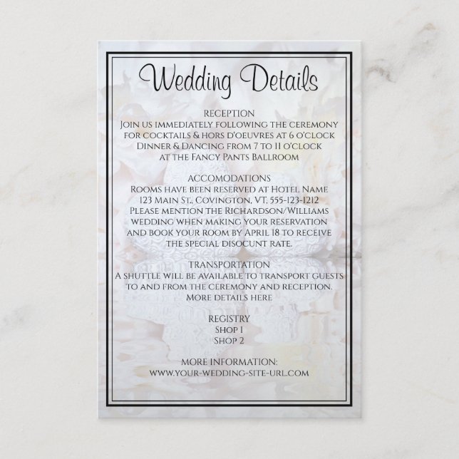 White Reflections Wedding Details Enclosure Card (Front)